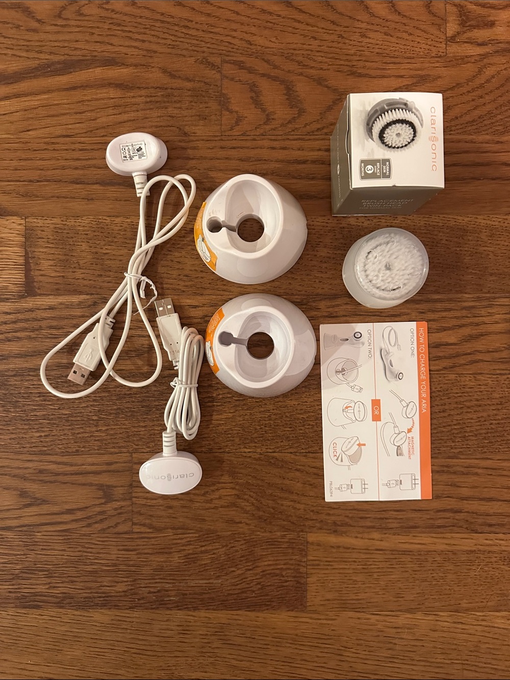 Clarisonic White Charging Docks, USB Cables & Brush Head Accessories